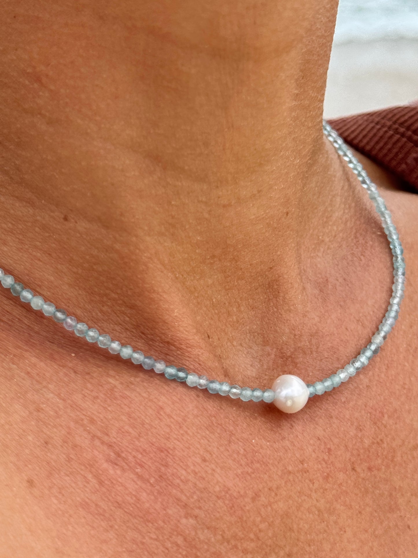 Aquamarine purification Gemstone choker necklace