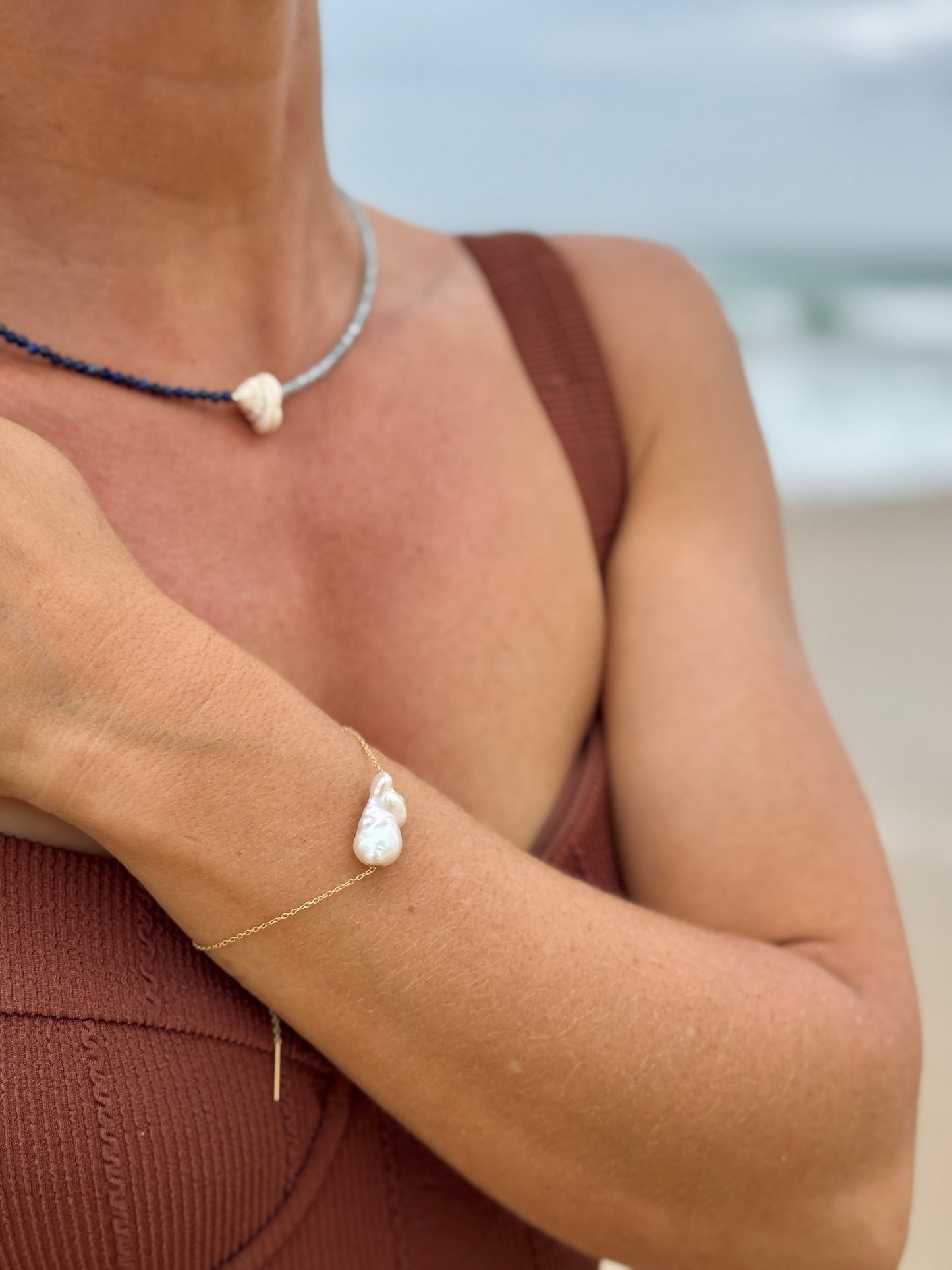 Sudbury White pearl chain bracelet