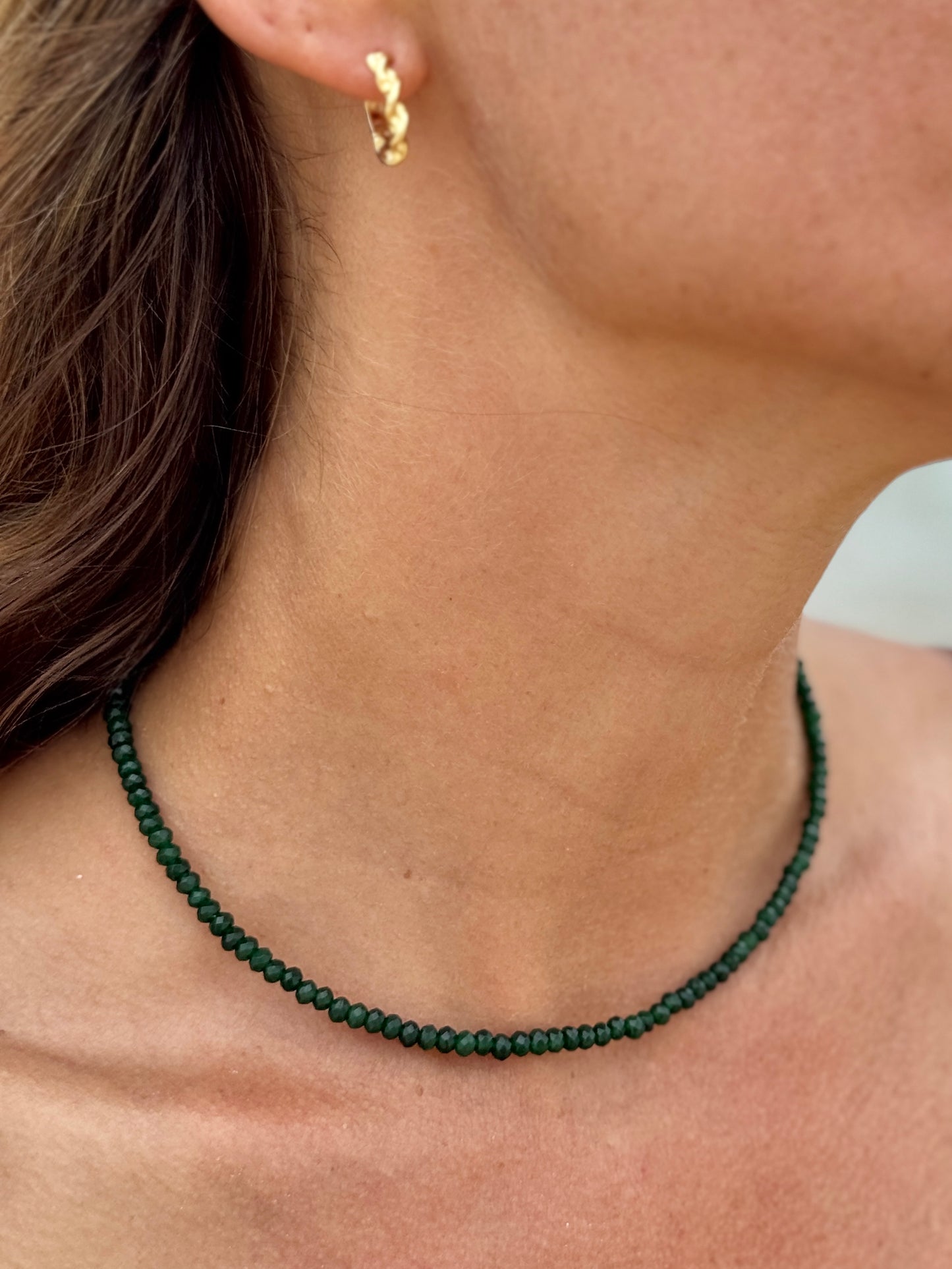 Green Chalcedony Connection gemstone choker necklace