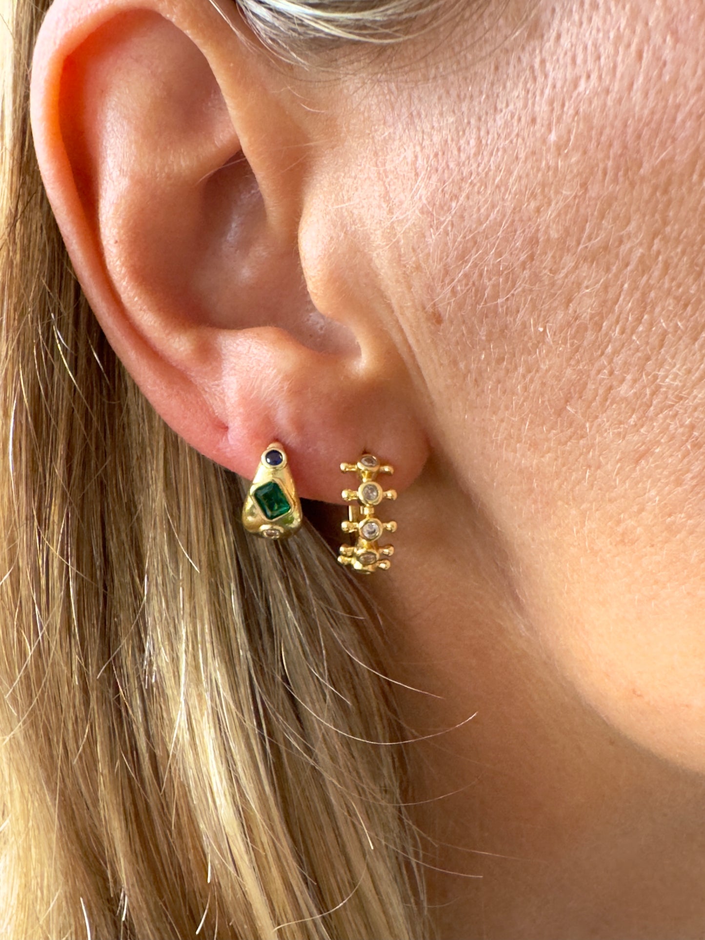 Sea gems 14K gold fill huggie hoops