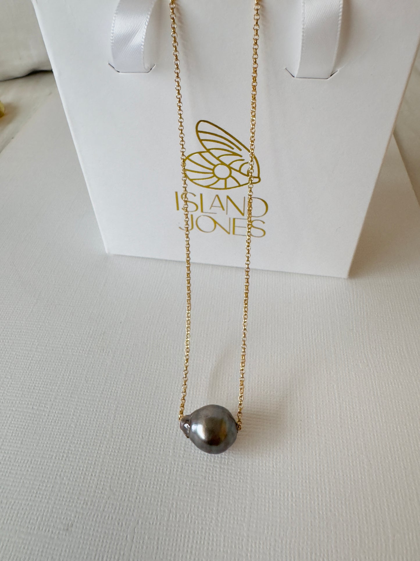 Hayman Black Tahitian Pearl slider chain necklace