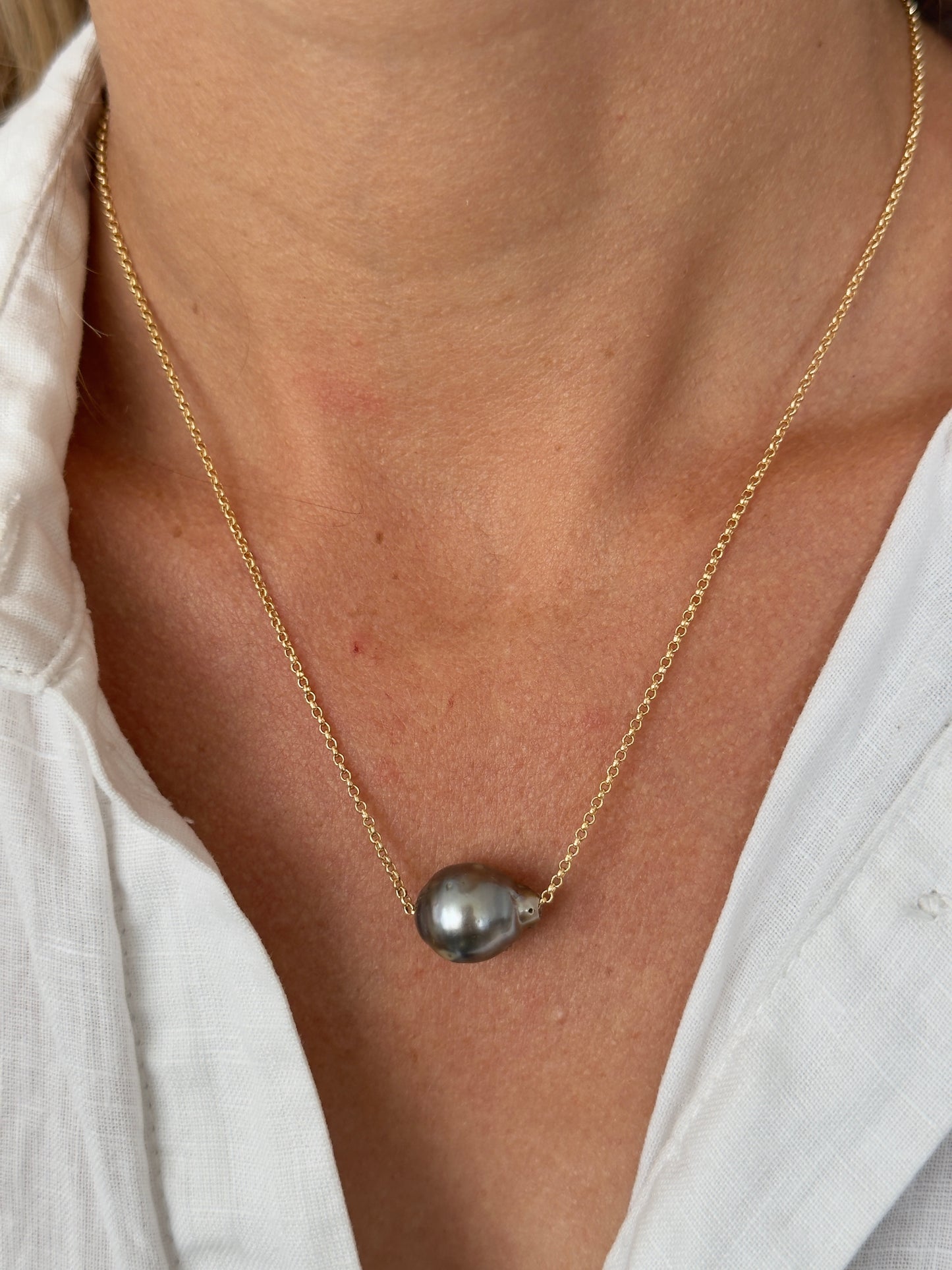 Hayman Black Tahitian Pearl slider chain necklace