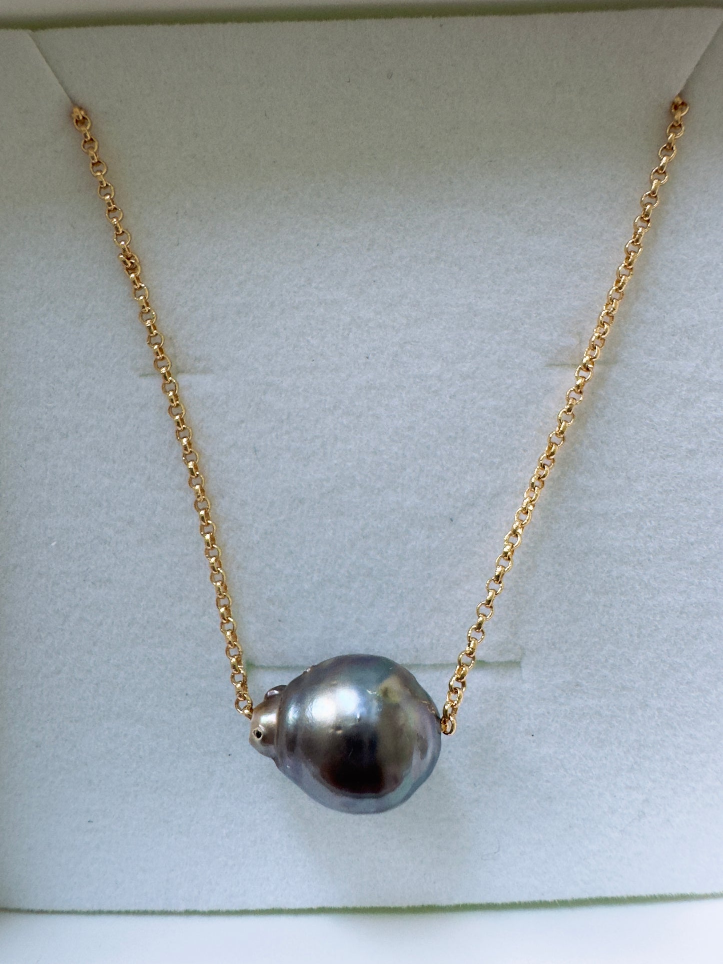 Hayman Black Tahitian Pearl slider chain necklace