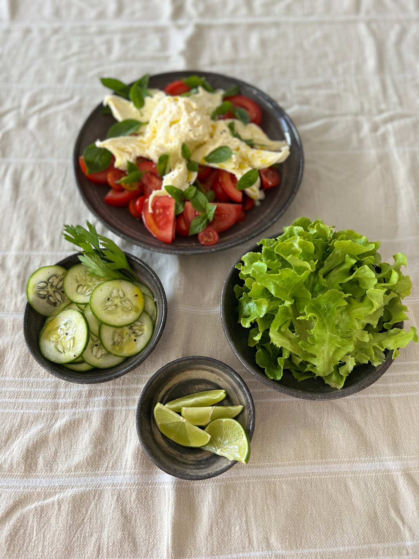 "Dark earth" serve ware - set of 5 bowls