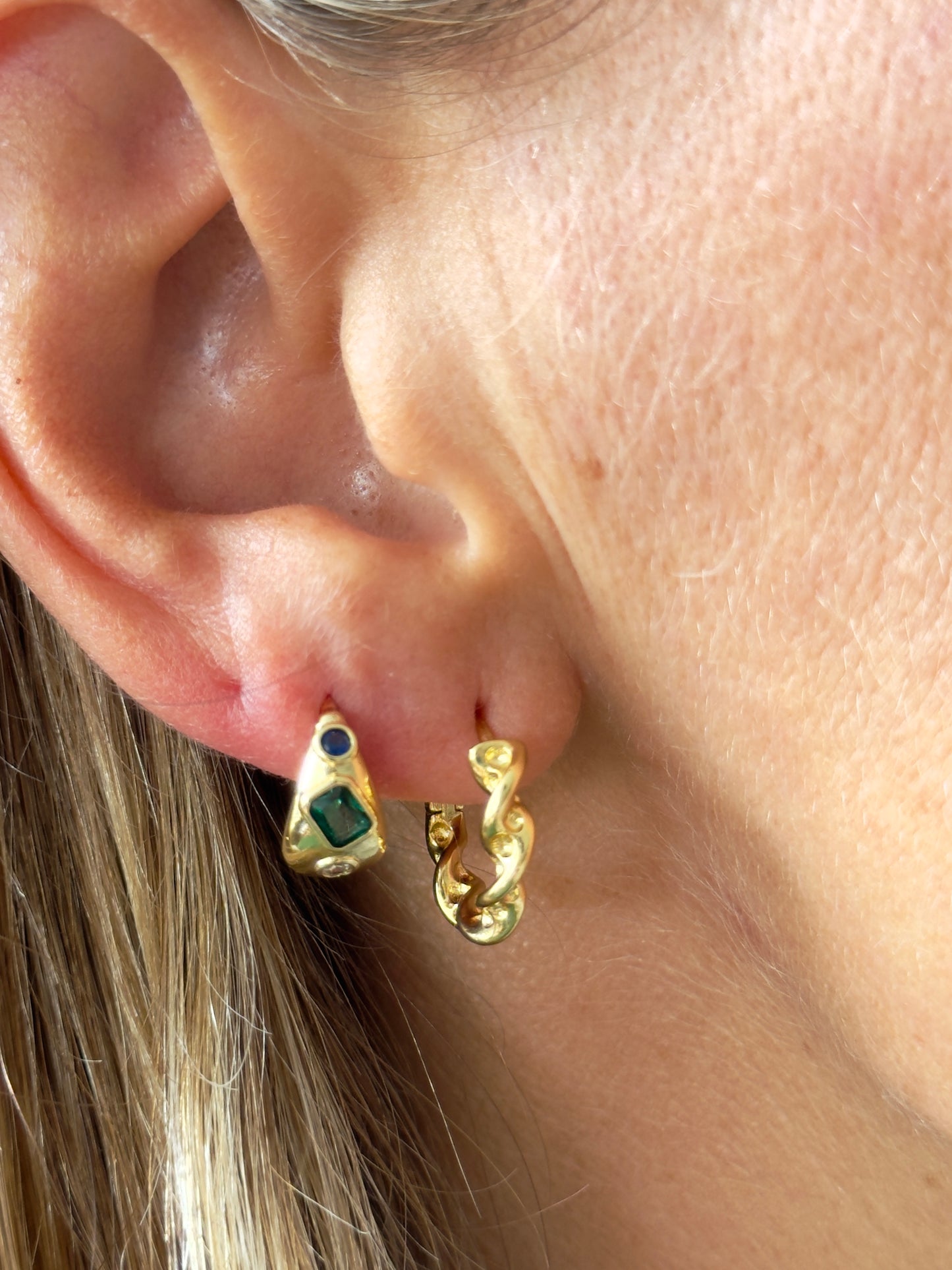 Sea gems 14K gold fill huggie hoops