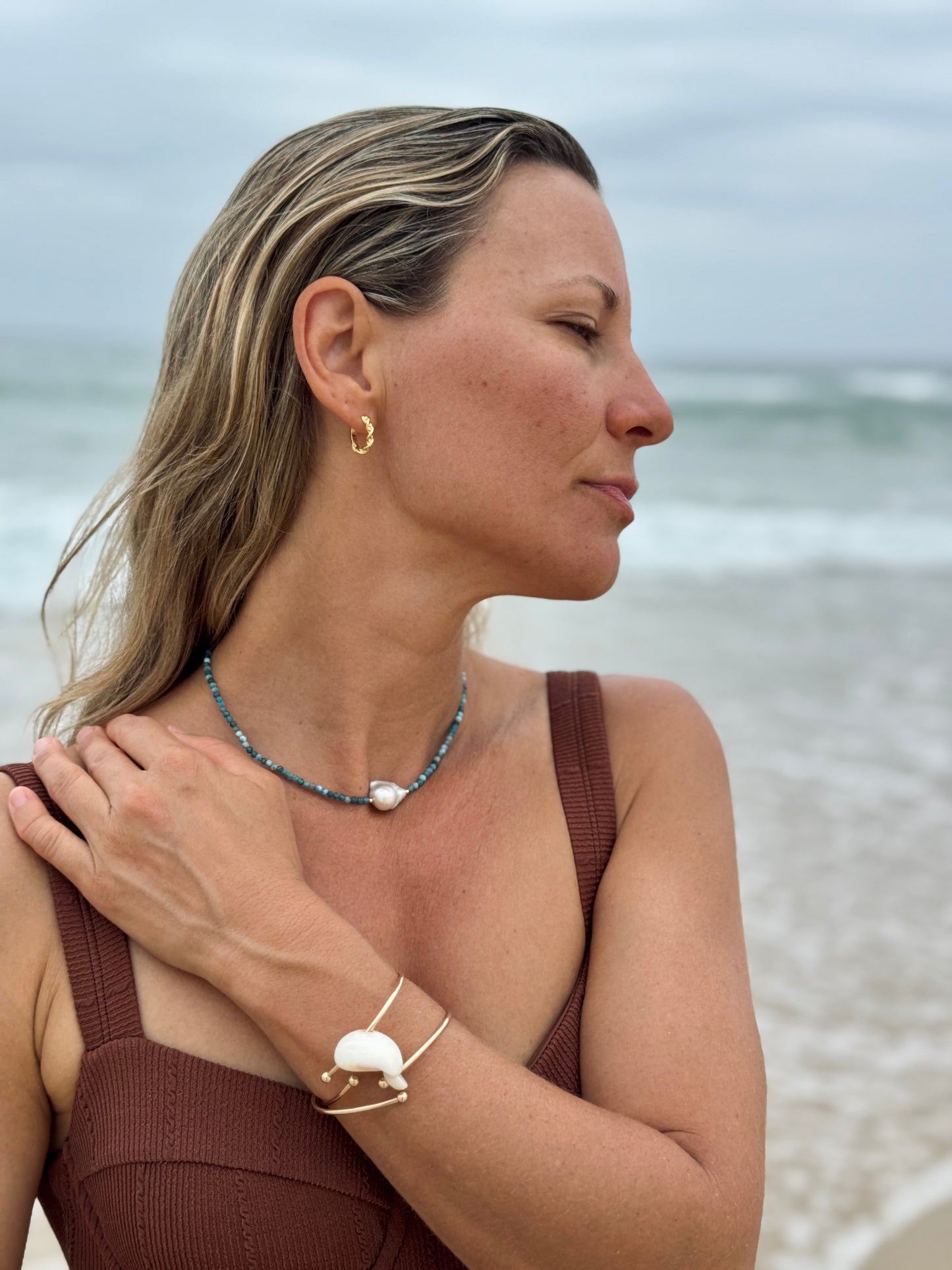 Blue Apatite Manifestation gemstone choker necklace