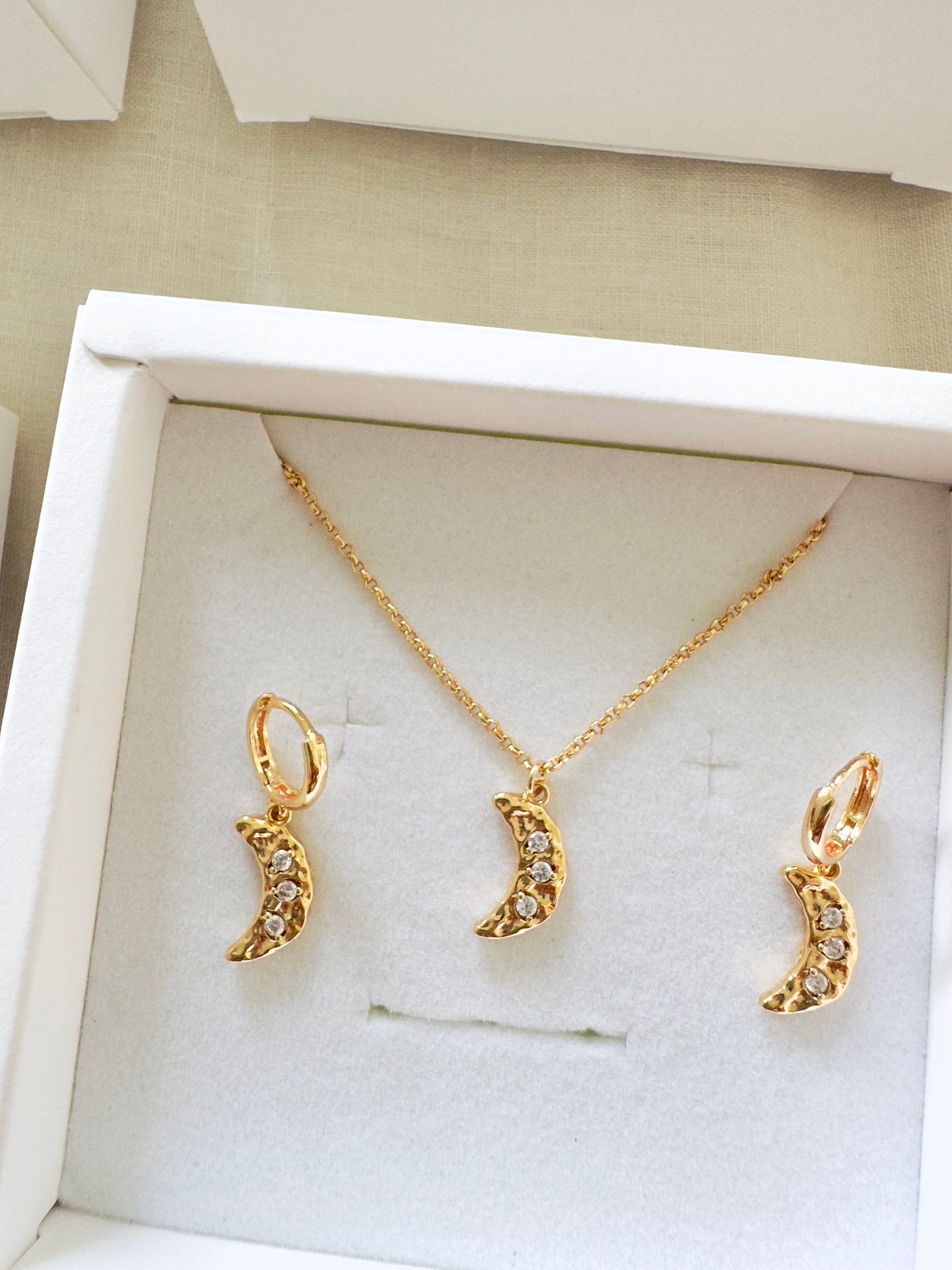 Moon Ripple 14K gold fill pendant on 16" chain necklace