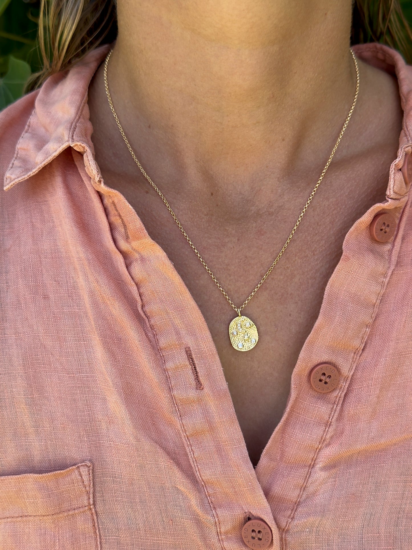 My Moon and Stars 14K Gold Fill pendant on 16" chain necklace