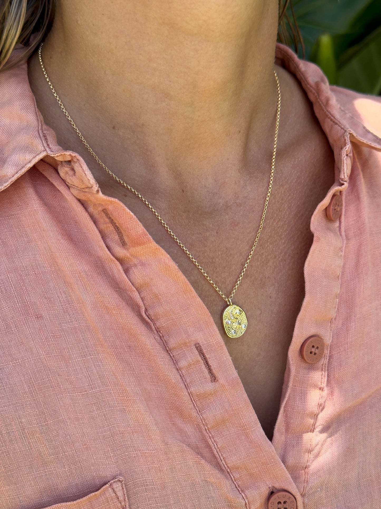 My Moon and Stars 14K Gold Fill pendant on 16" chain necklace