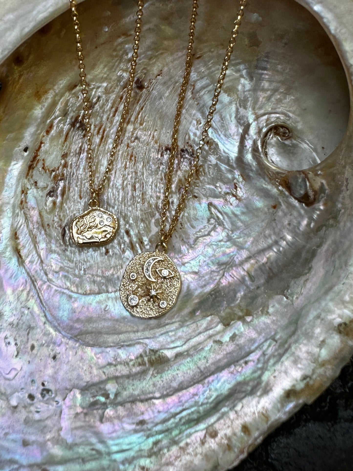 Starry Night Sky 14K Gold Fill pendant on 16" chain necklace