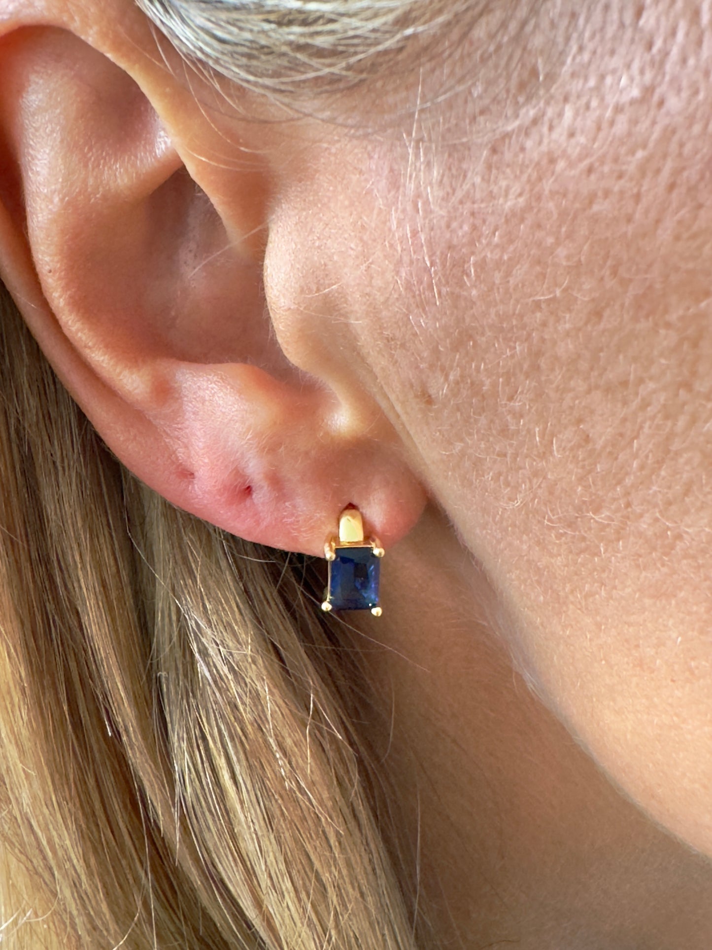 Ocean blue 14K gold fill huggie hoops
