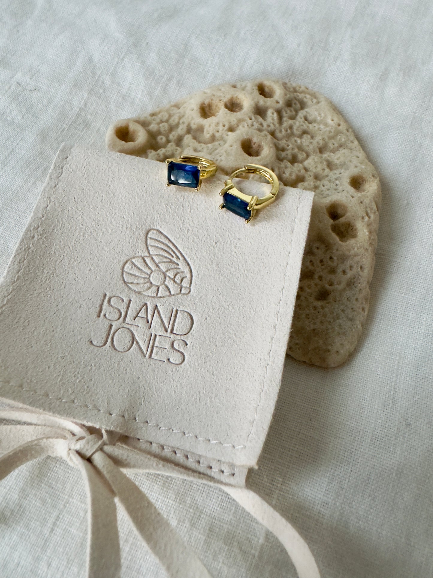 Ocean blue 14K gold fill huggie hoops