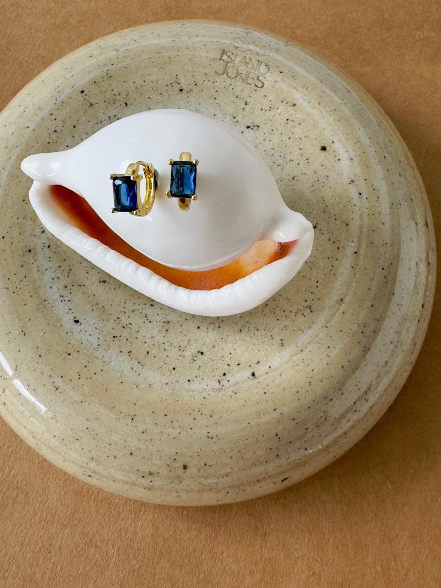 Ocean blue 14K gold fill huggie hoops