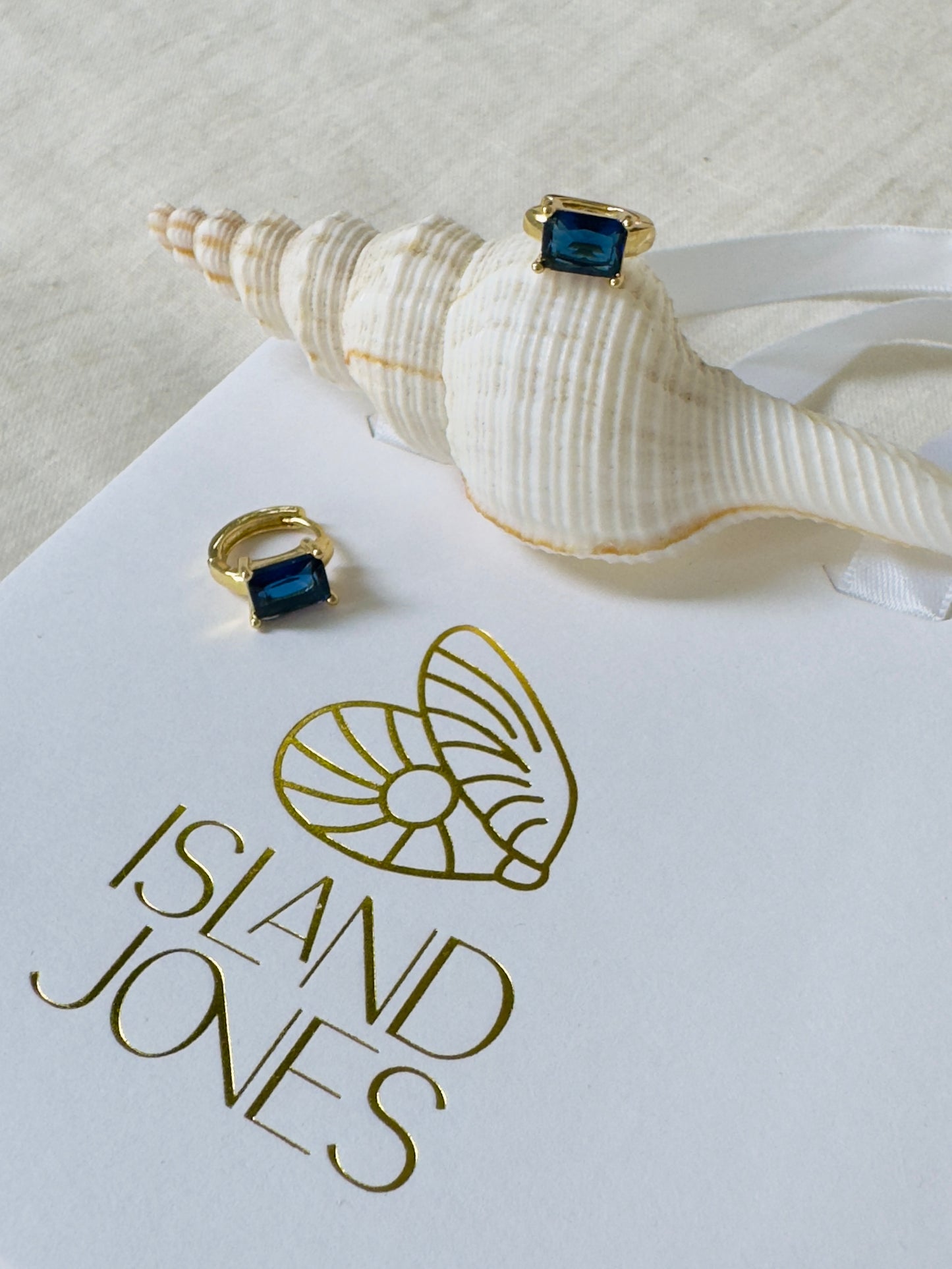 Ocean blue 14K gold fill huggie hoops