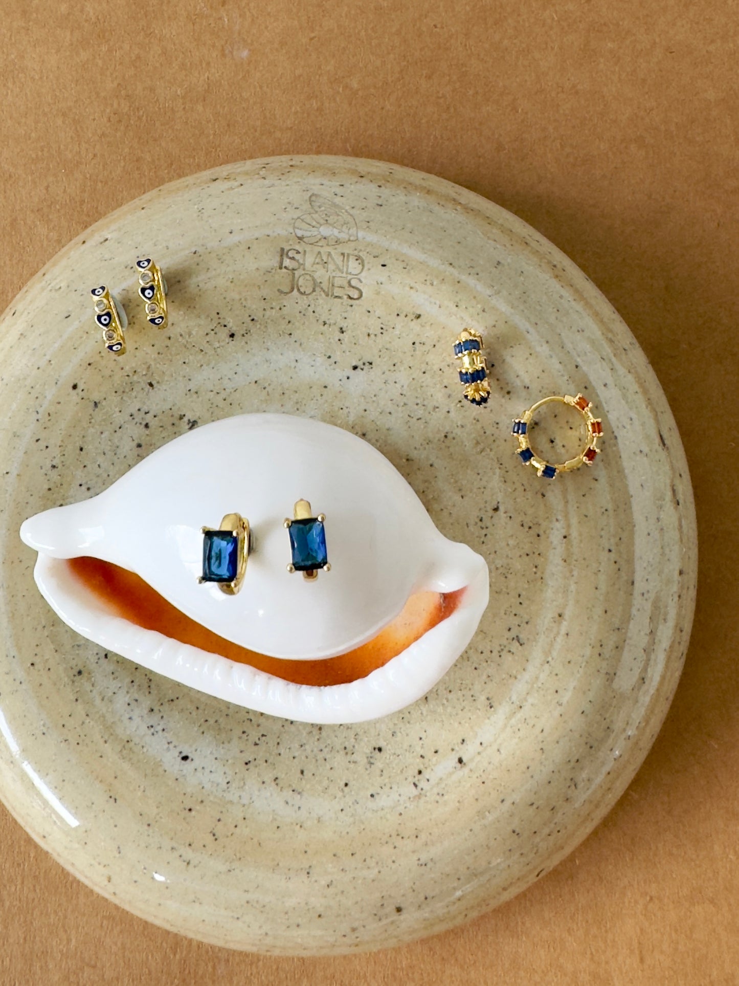 Ocean blue 14K gold fill huggie hoops