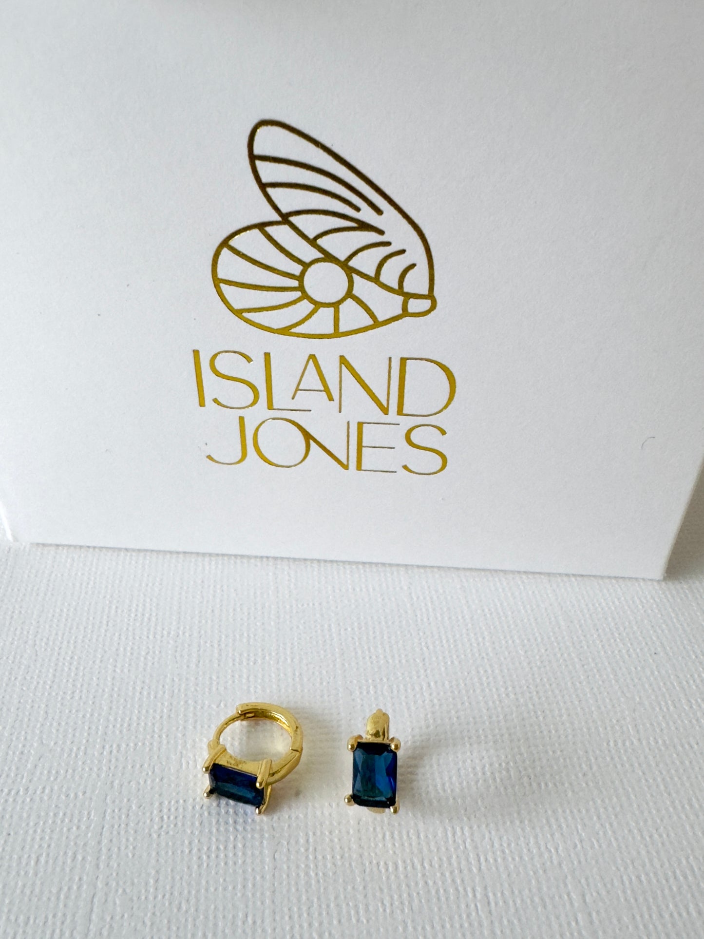 Ocean blue 14K gold fill huggie hoops