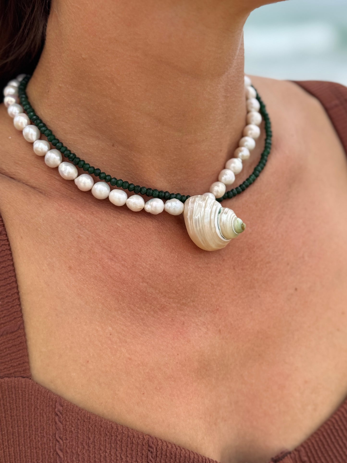 Green Chalcedony Connection gemstone choker necklace