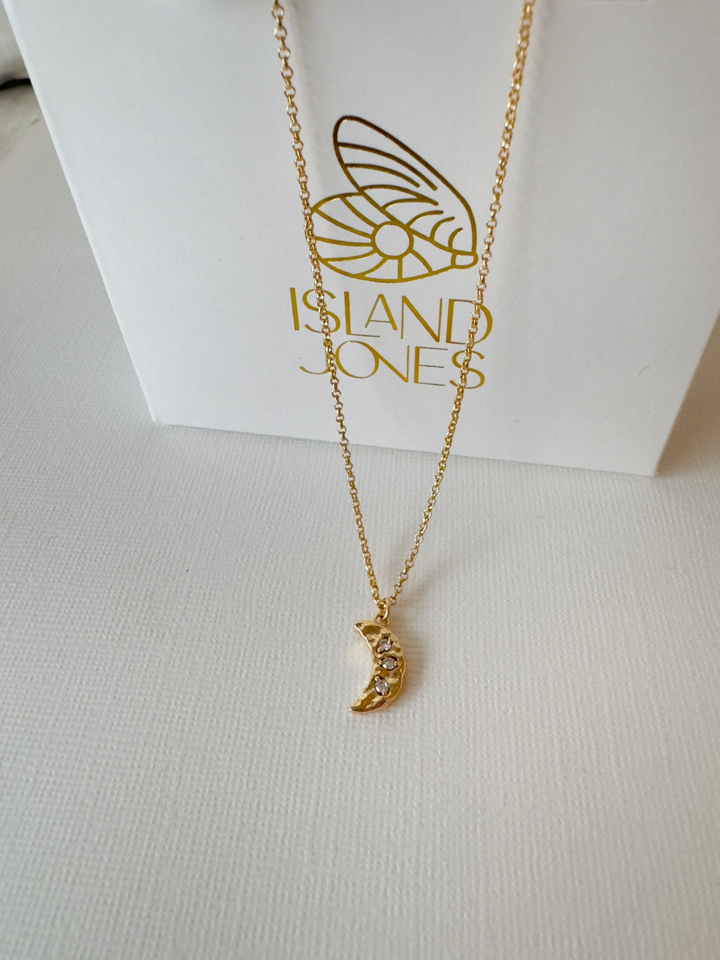 Moon Ripple 14K gold fill pendant on 16" chain necklace