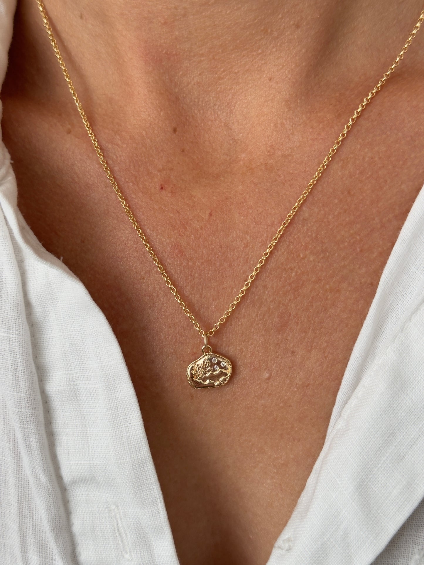Starry Night Sky 14K Gold Fill pendant on 16" chain necklace