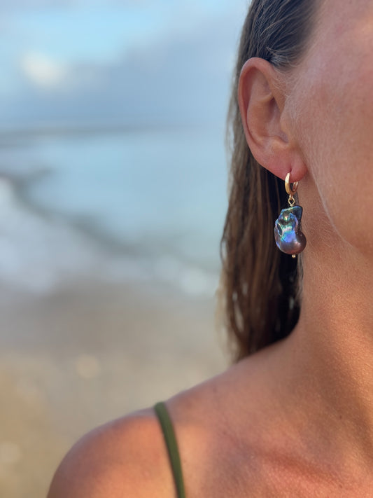 Lustre earrings | Baroque Pearl drops | white | pink | black