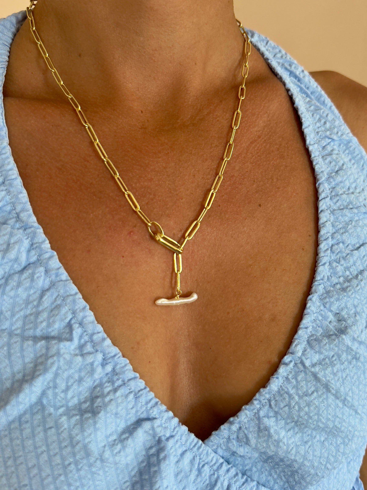 Pearl Fob chain - adjustable necklace