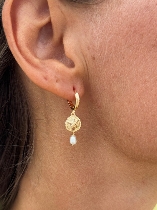 Atlantis Coin Baroque Pearl Drop Earrings