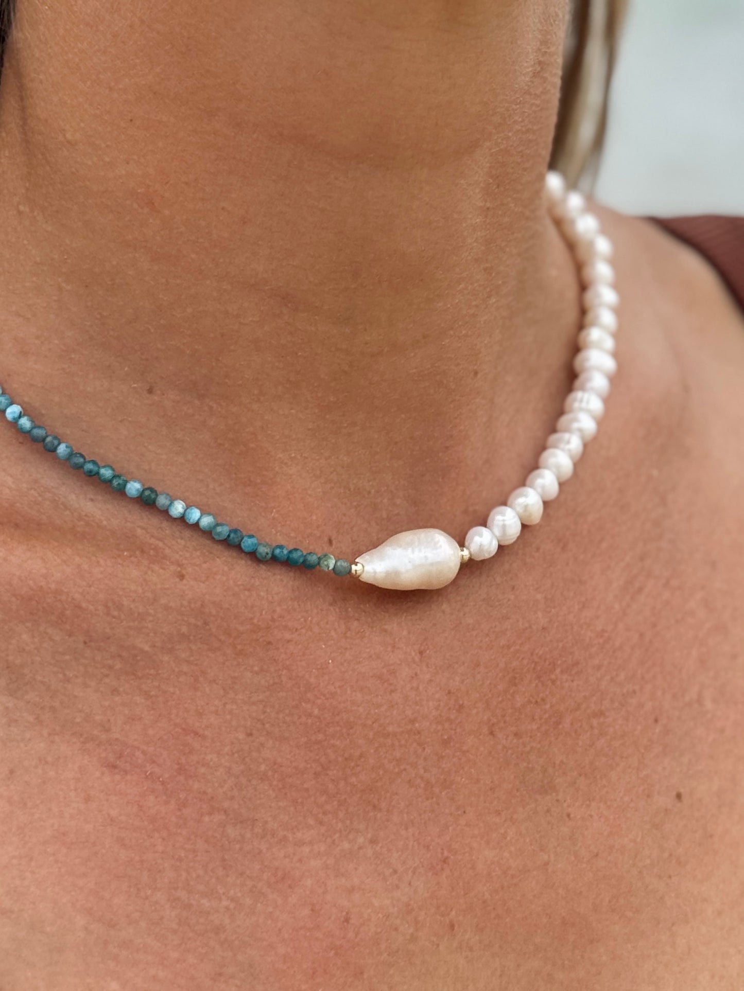 Blue Apatite Manifestation gemstone choker necklace
