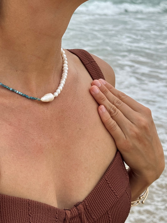 Blue Apatite Manifestation gemstone choker necklace