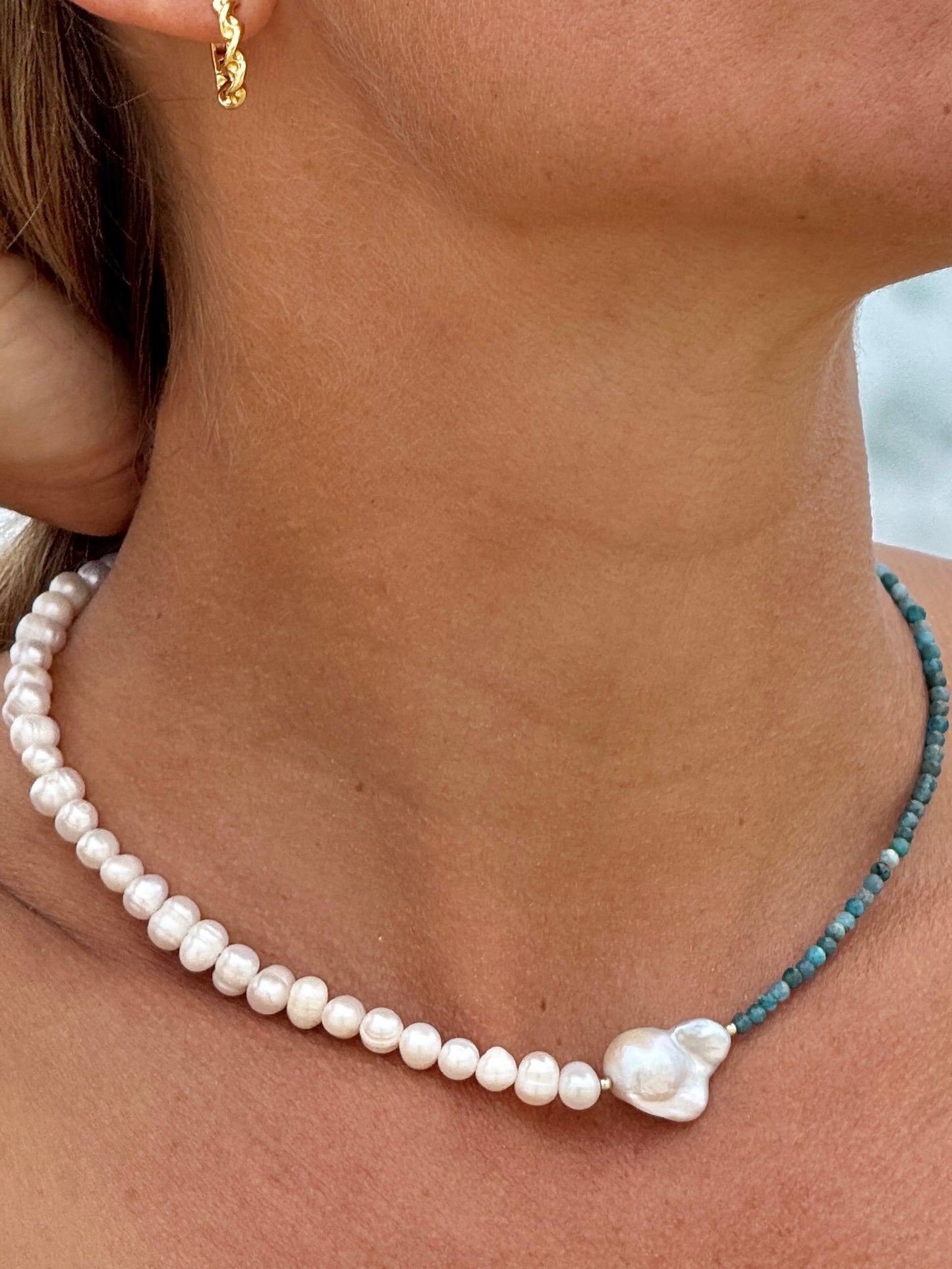 Blue Apatite Manifestation gemstone choker necklace
