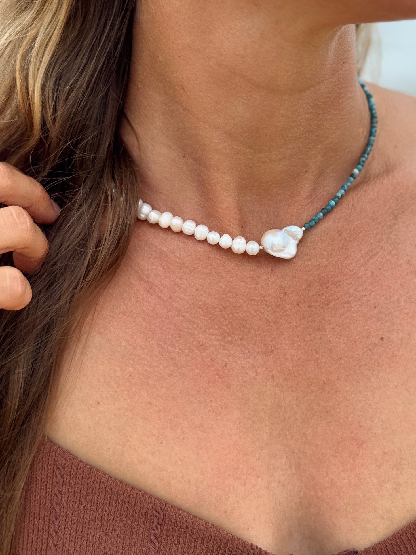 Blue Apatite Manifestation gemstone choker necklace