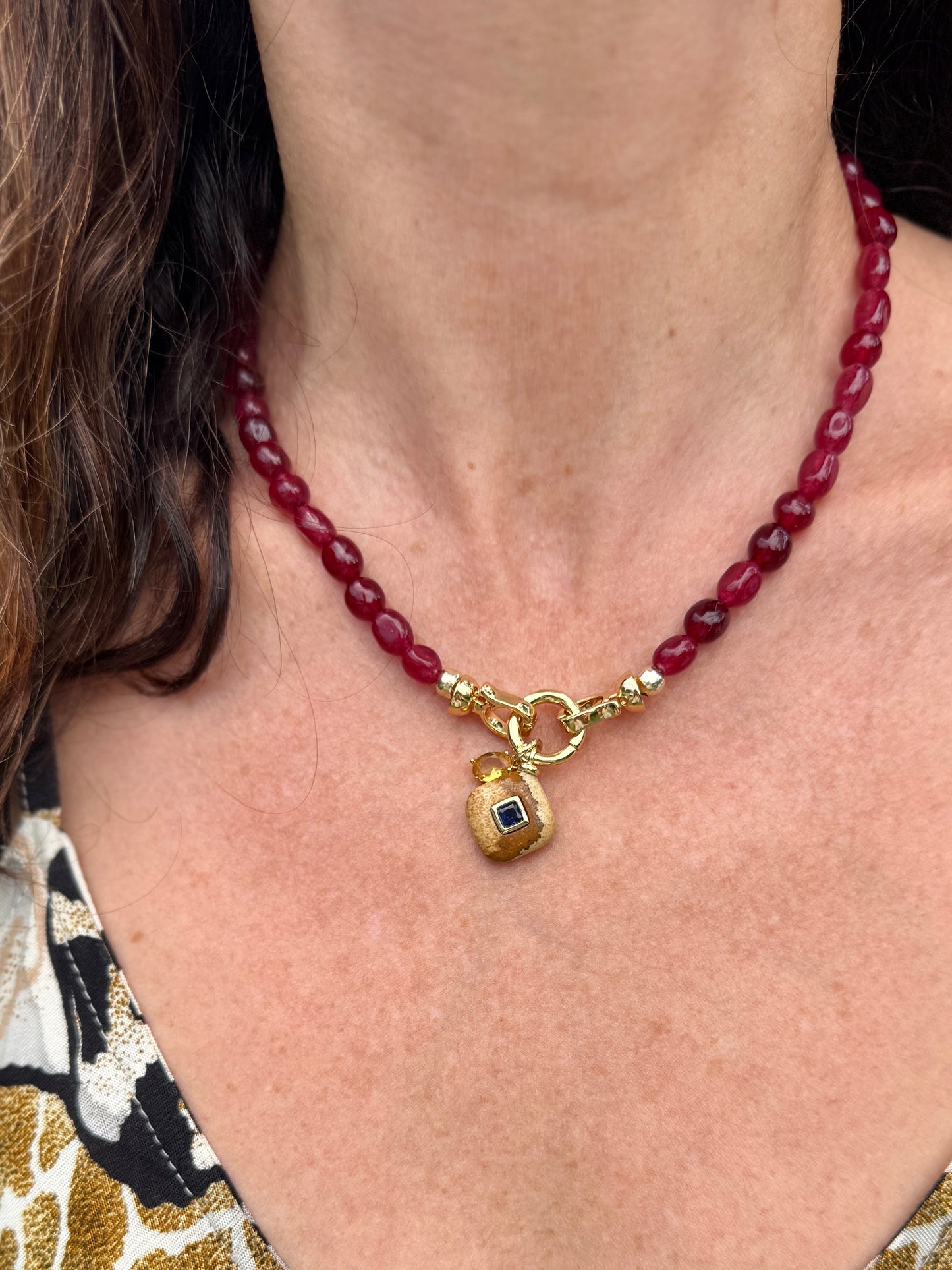 Gemstone Link Necklace - Customisable with your choice of pendants