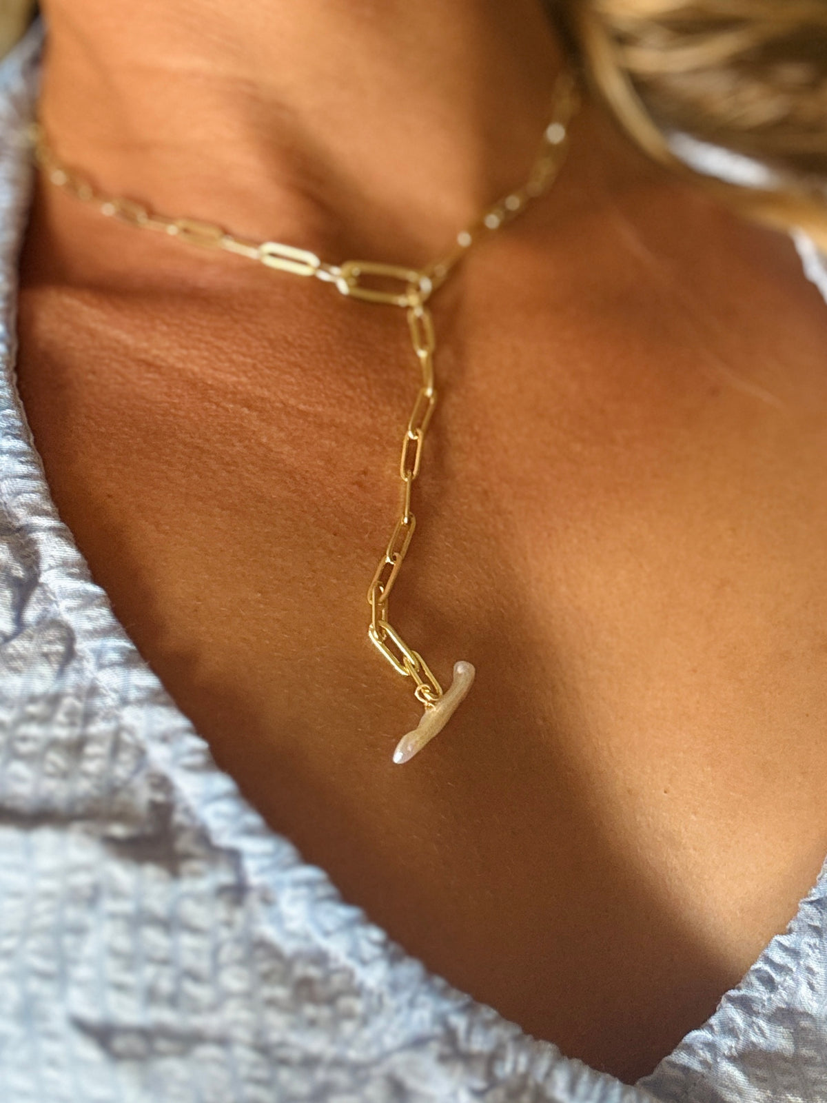 Pearl Fob chain - adjustable necklace