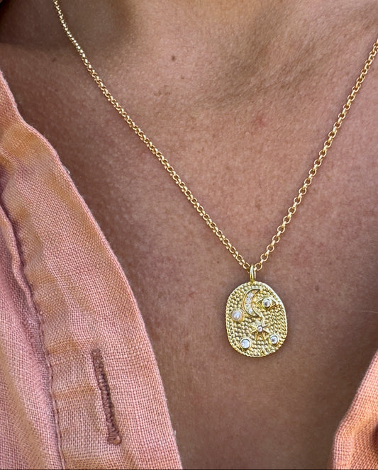 My Moon and Stars 14K Gold Fill pendant on 16" chain necklace