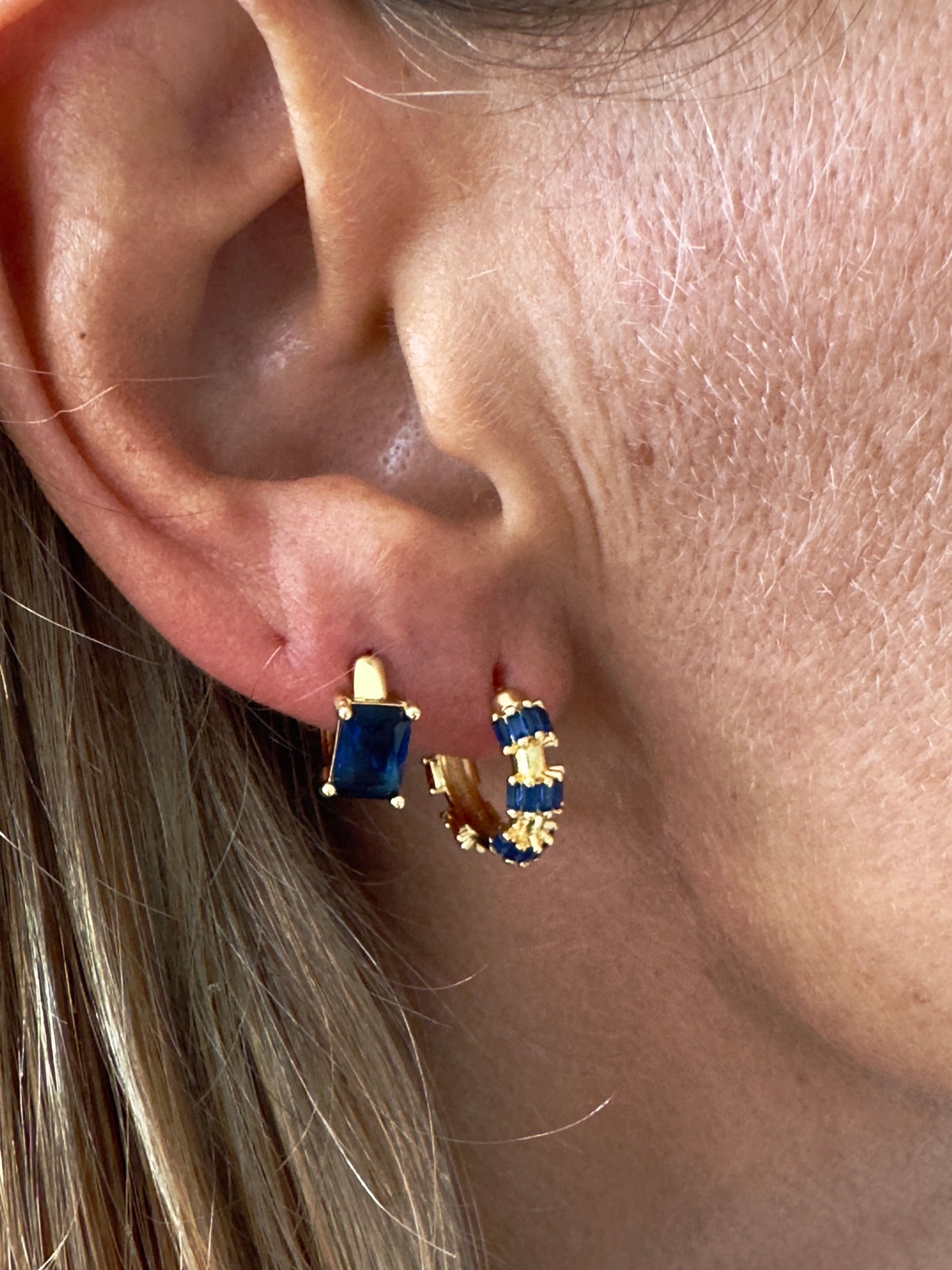 Ocean blue 14K gold fill huggie hoops