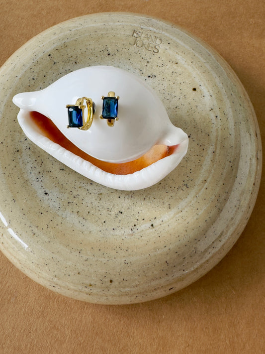 Ocean blue 14K gold fill huggie hoops