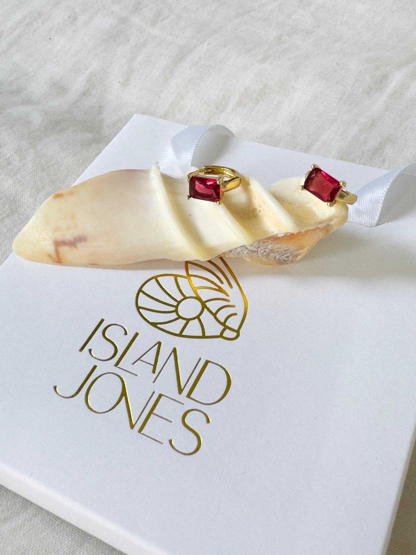 Angaria pink gem 14K gold fill huggie hoops